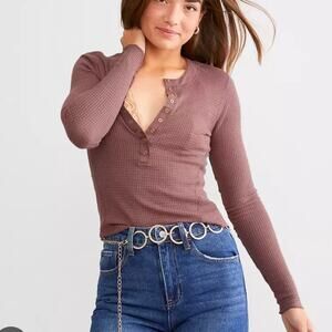 Free People intimately one of the girls henley long sleeve shirt womens small